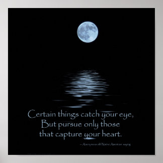 Poster POSTER, Pleine lune et Amérindien disant