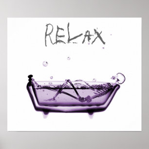 Poster Poster- Purple Relax X-Ray Skeleton Bath Time