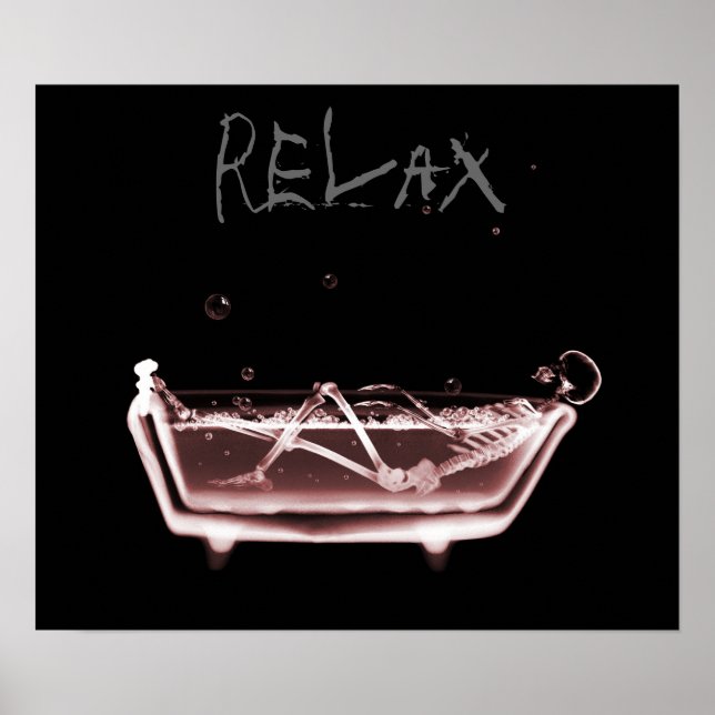 Poster Poster- Red Relax X-Ray Skeleton Temps de bain (Devant)