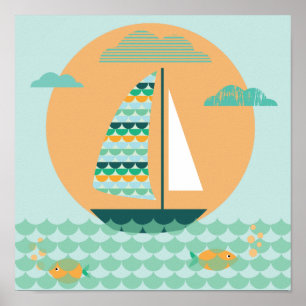 Poster Poster, Segelboot, Kinderzimmer, Bild, Druck