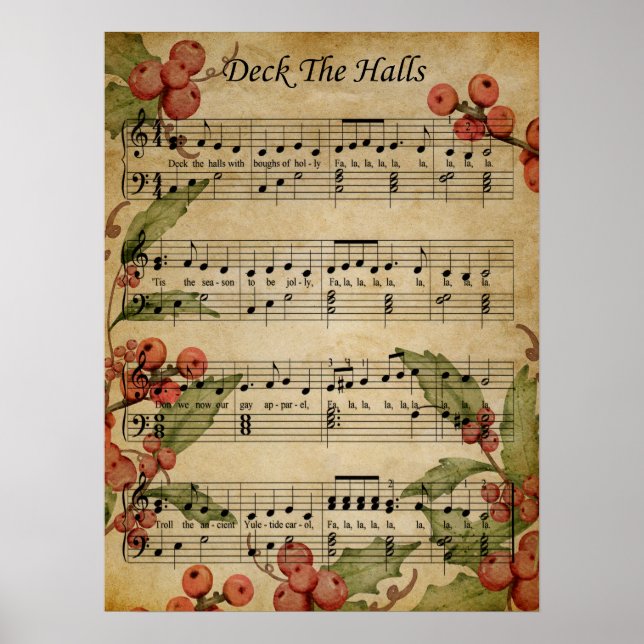 Poster Poster-Sheet Music Art-Deck the Halls (Devant)