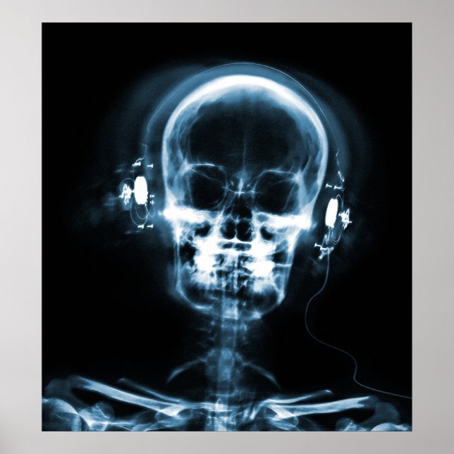 POSTER POSTER- SKELETON DE MUSIQUE X RAY BLACK BLEU NOIR (Devant)