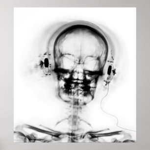 POSTER POSTER- SKELETON DE MUSIQUE X RAY BLACK GRAY B&W