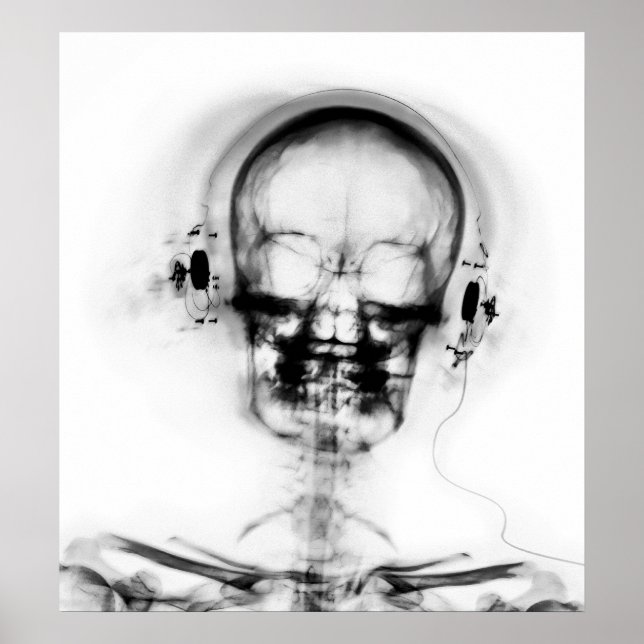 POSTER POSTER- SKELETON DE MUSIQUE X RAY BLACK GRAY B&W (Devant)