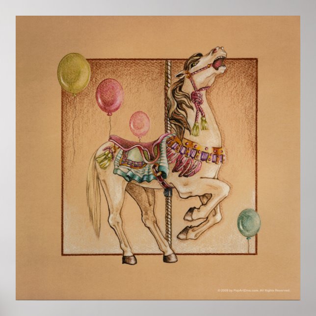 Poster Posters, Imprimés - Carrousel Cheval Joyeux (Devant)