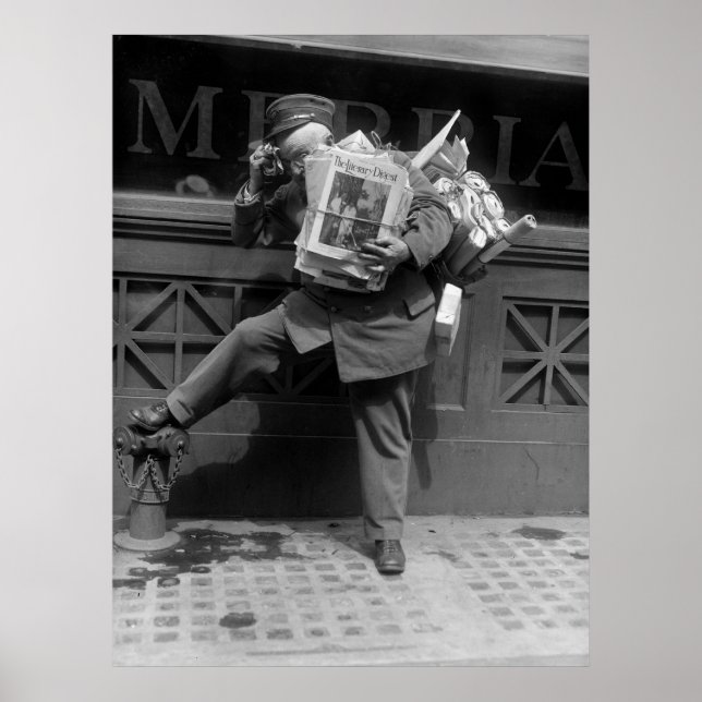 Poster Postman surchargé, années 1920 (Devant)