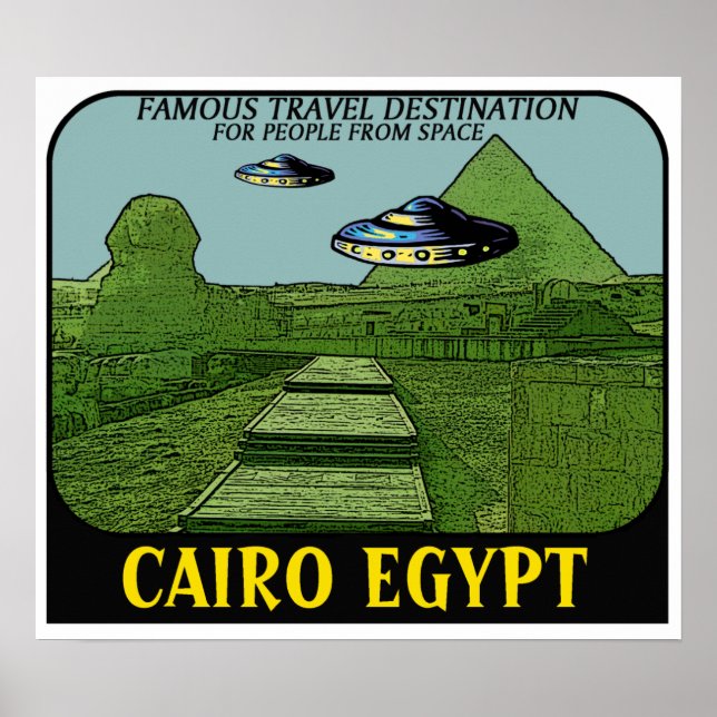 POSTER POSTRE DE VOYAGE OVNI AU-DESSUS DU CAIRE EN ÉGYPTE (Devant)