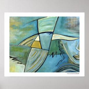 Poster Postres Portrait Femmes Figure Bleu Art Abstrait