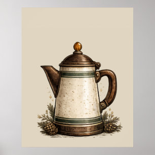 Poster Pot à café en émail vintage
