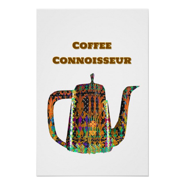 Poster Pot à café floral Connaisseur de café (Devant)