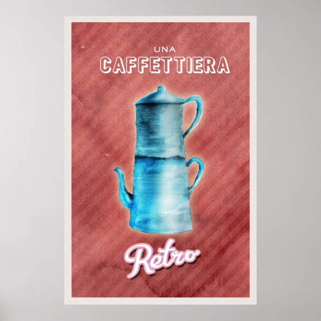 Poster Pot à café vintage bleu (Devant)