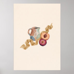 Poster Pot à fleurs en céramique de pêche et prune Art de