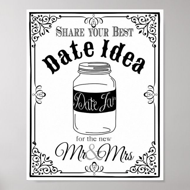Poster pot de date enseigne de mariage ou de fête (Devant)
