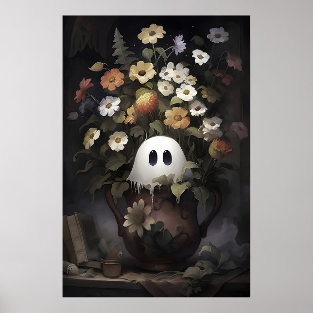 Poster Pot de fleurs fantôme rustique, imprimé portrait d (Devant)
