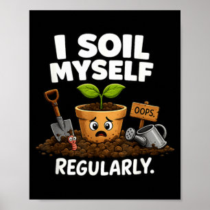 Poster Pot de plante drôle de terre pour jardinier déjant