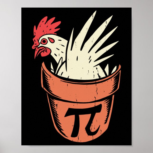 Poster Pot De Poulets Pi Funny Math Enseignant Pun Pi Day (Devant)
