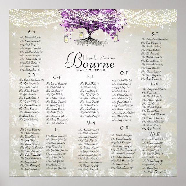 Poster Pot Mason Violet Radieux Arbre à Cœur Feuille de L (Devant)