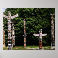 Poteaux totémiques amérindiens, Vancouver, British