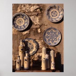Poster Poterie bleue et crème Ombrie