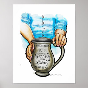 Poster Pots d'argile - Potter's Hands - Aquarelle