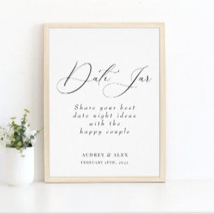 Poster Pots de date Panneau d'activité de mariage noir mo