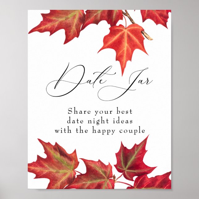Poster Pots de rendez-vous aux feuilles d'automne Mariage (Devant)