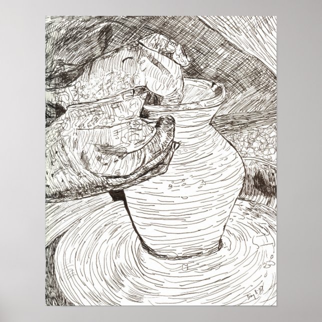 Poster Potter's Hands and Pot (Devant)