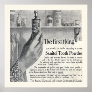 Poster Poudre de dents Sanitol vintage de 1906