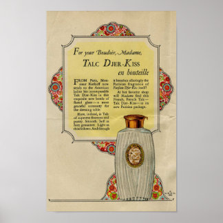 Poster Poudre Djer Kiss Talc vintage et 1924