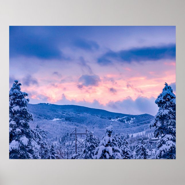 Poster Poudre profonde // Feu orange et coucher de soleil (Devant)