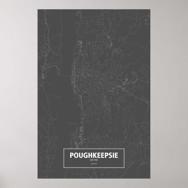Poster Poughkeepsie, New York (blanc sur noir) (Devant)