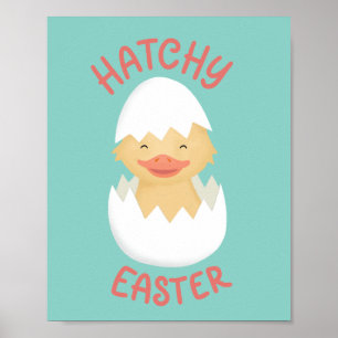 Poster Poule à couver de Pâques mignonne à couver