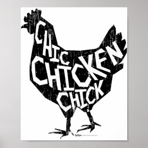 Poster Poule chic poulet design de motif vintage