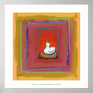 Poster Poule d'art de poulet étendant la peinture colorée