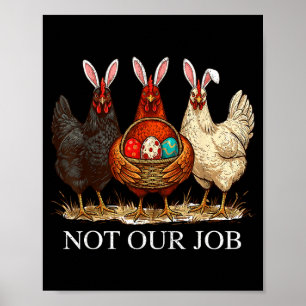 Poster Poule de Pâques drôle pas d'œufs de travail ferme