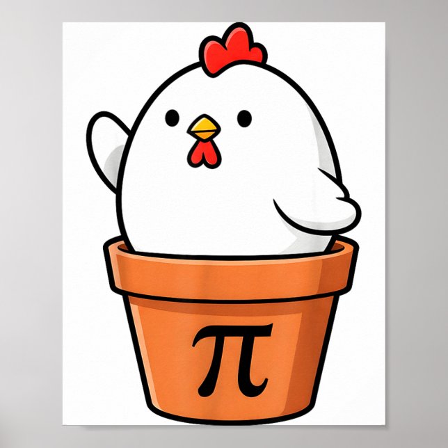 Poster Poule drôle Pot Pie Joyeux Pi Day 3.14 Math Enseig (Devant)