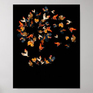 Poster Poule Fleur de Pissenlit Floral Poulets Fleur Agri