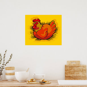 Poster Poule sur nid Ferme lumineuse Volaille