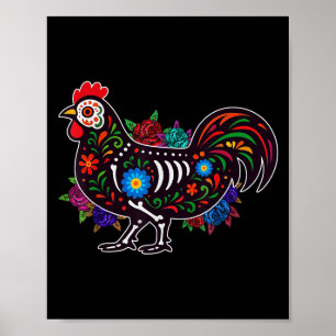 Poster Poulet à sucre Dia De Muertos Halloween Jour O