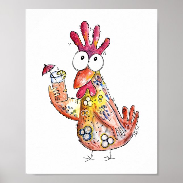 Poster Poulet blanc mignon avec boisson tropicale (Devant)