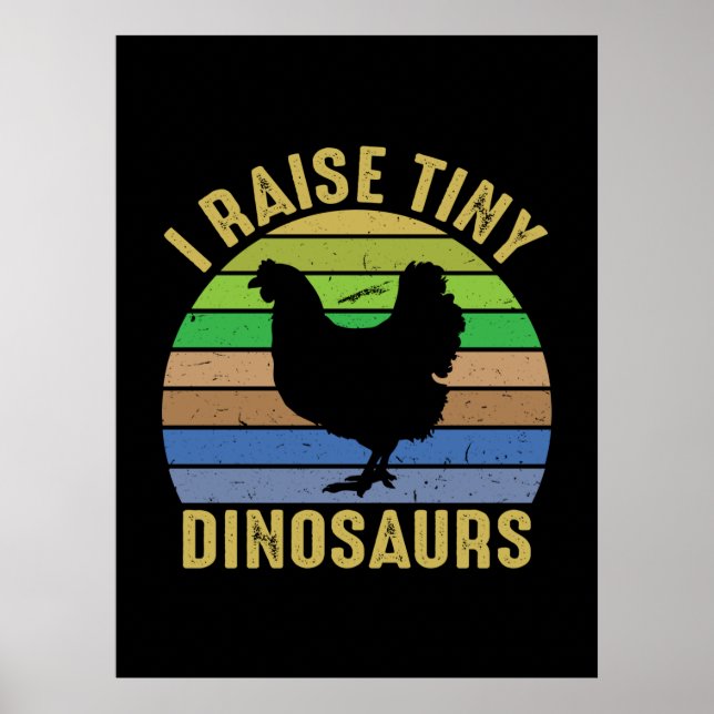 Poster Poulet D'Art Je Soulève De Minuscules Dinosaures (Devant)