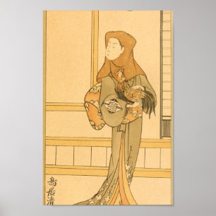 Poster Poulet d'art mural japonais vintage