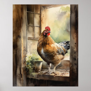 Poster Poulet de la ferme Animal Art Imprimer l'affiche