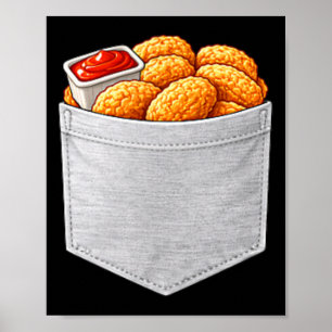 Poster Poulet drôle en forme de nugget dans une fausse po