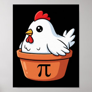 Poster Poulet drôle Pot Pi Day Tarte Amoureux des maths E