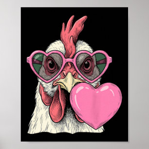 Poster Poulet mignon soufflant une bulle de coeur de la S