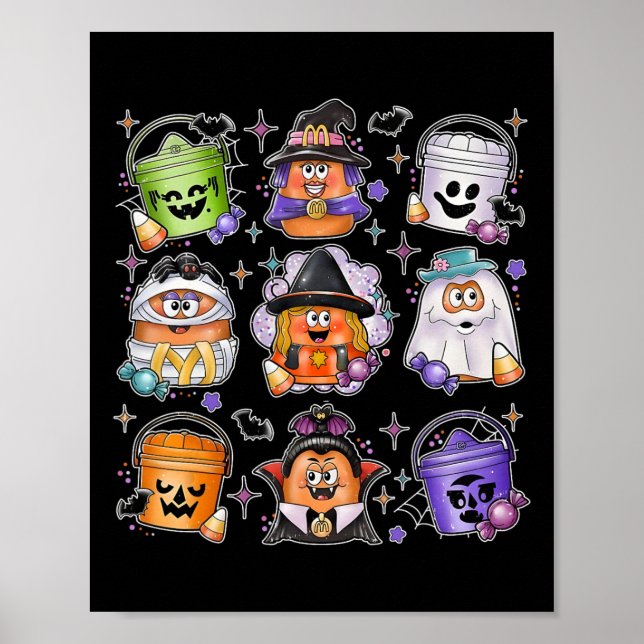 Poster Poulet Nuggets Citrouille Halloween 90s Vintage 3 (Devant)