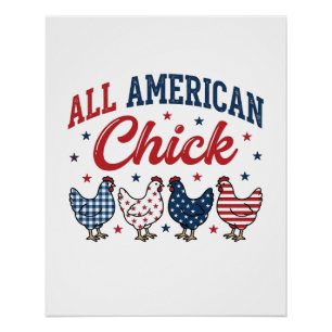 Poster Poulet patriotique tout américain Design de t-shir