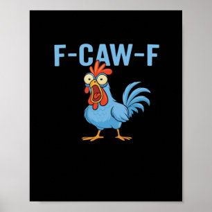 Poster Poulet qui jure F-Caw-F de style rétro classique
