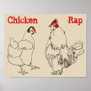 Poster Poulet Rap Viande Gratuit Animaux Amusants Art Vég